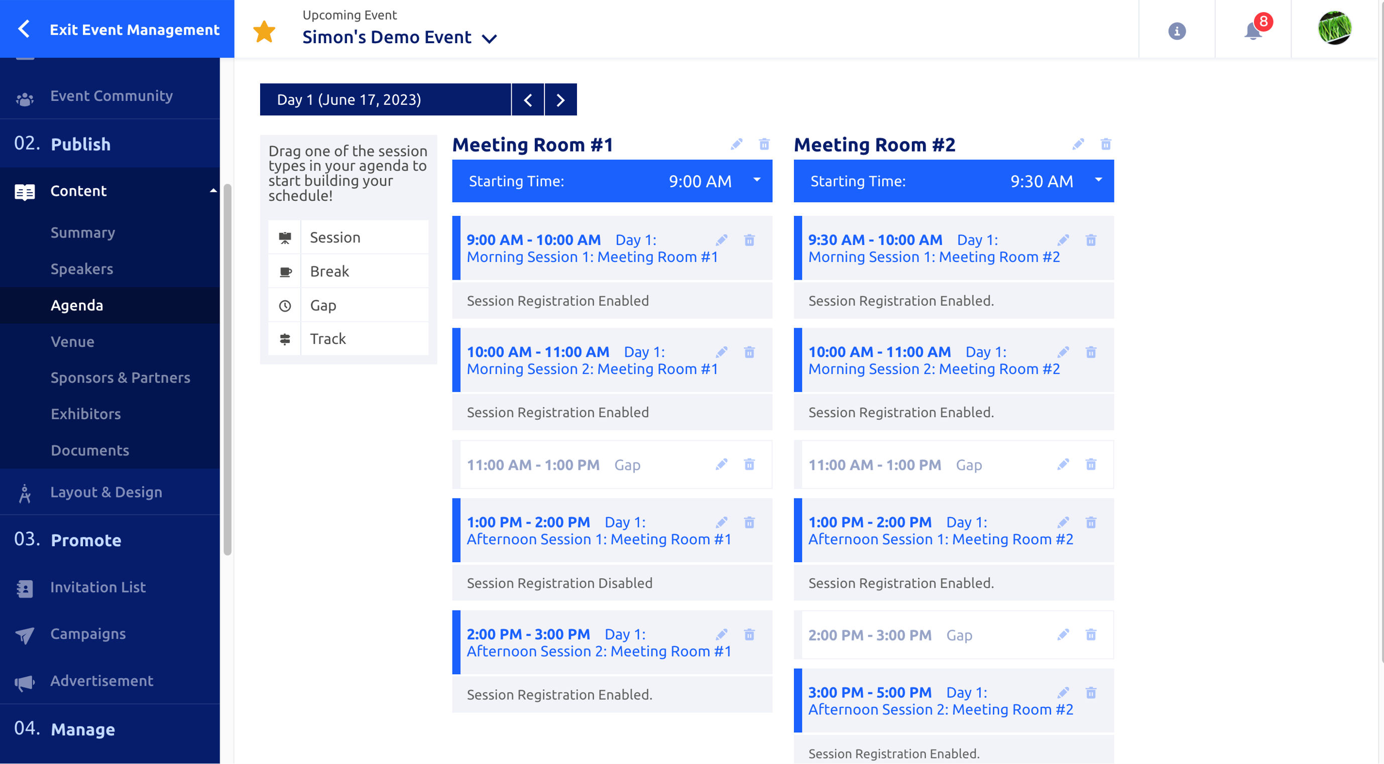 Event Session Registration Phase 1 (Registration Process) 