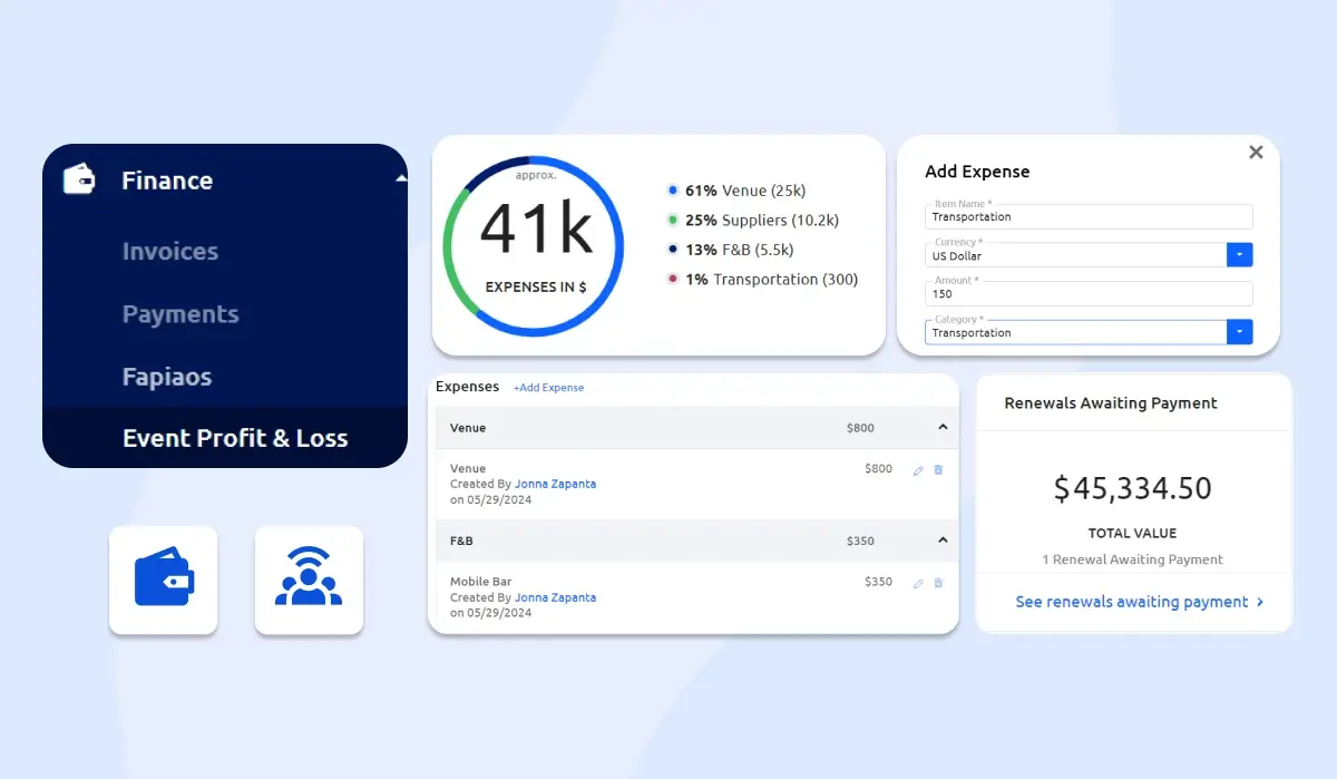 Glue Up finance dashboard