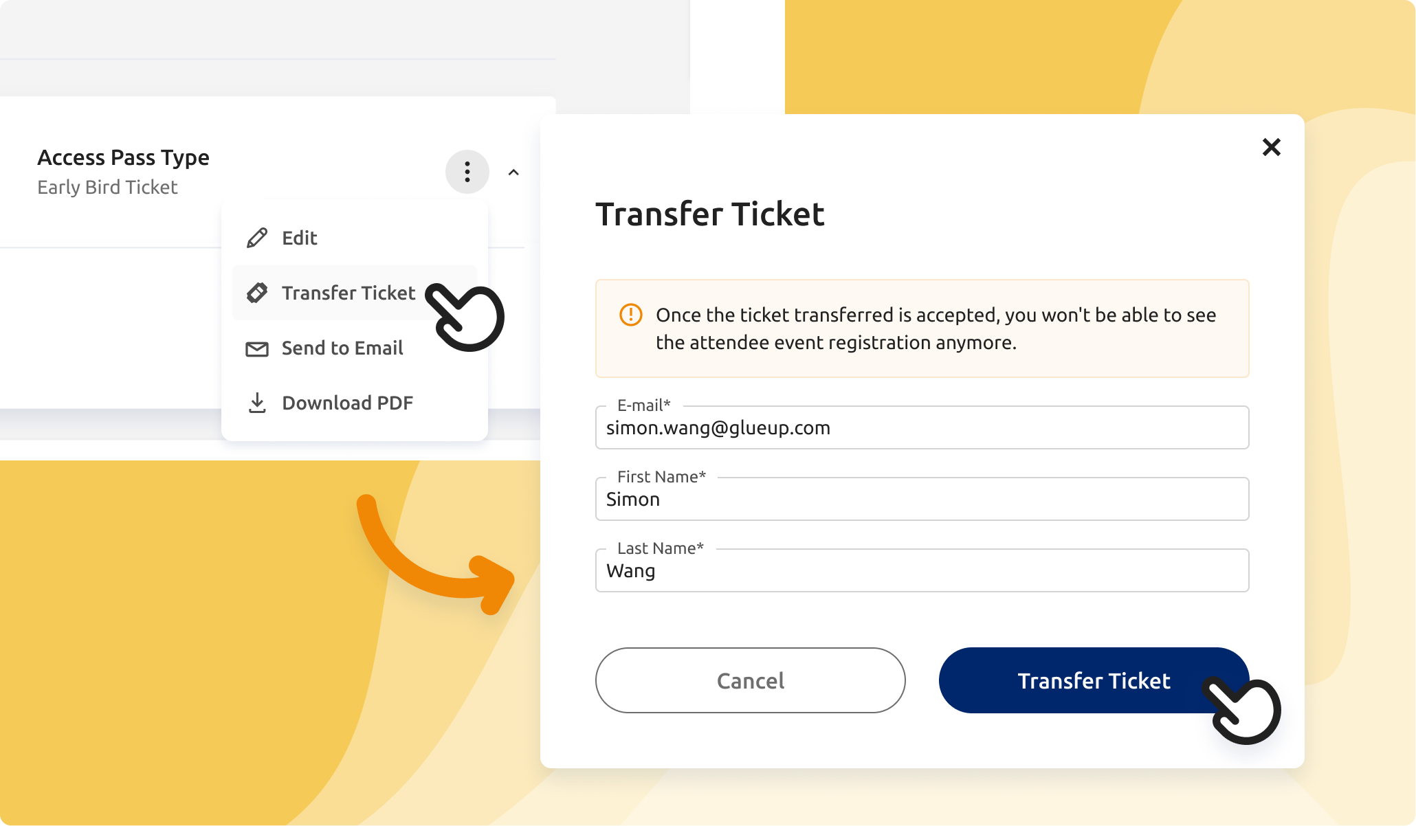 edit ticket transfer