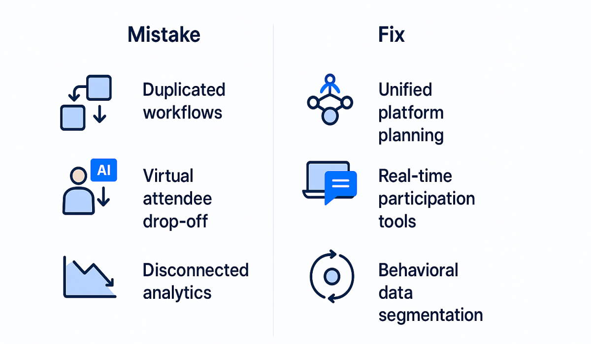 Common Mistakes vs Smart Practice - online events software