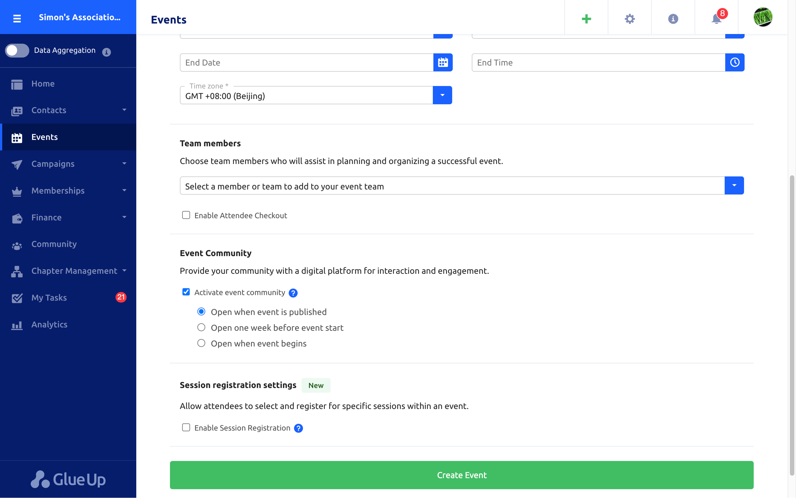 Event Pages