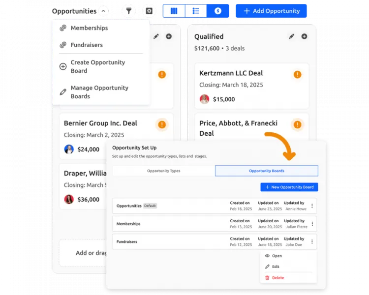 Multiple Opportunity Boards feature crm