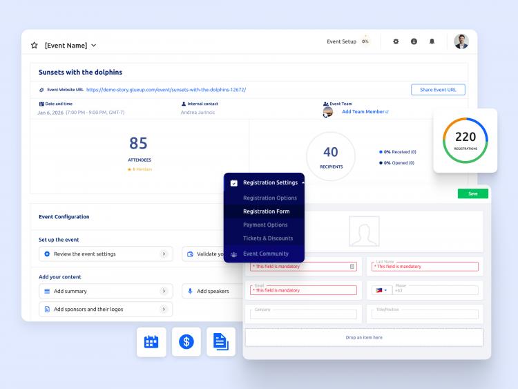 standardize event registration setup